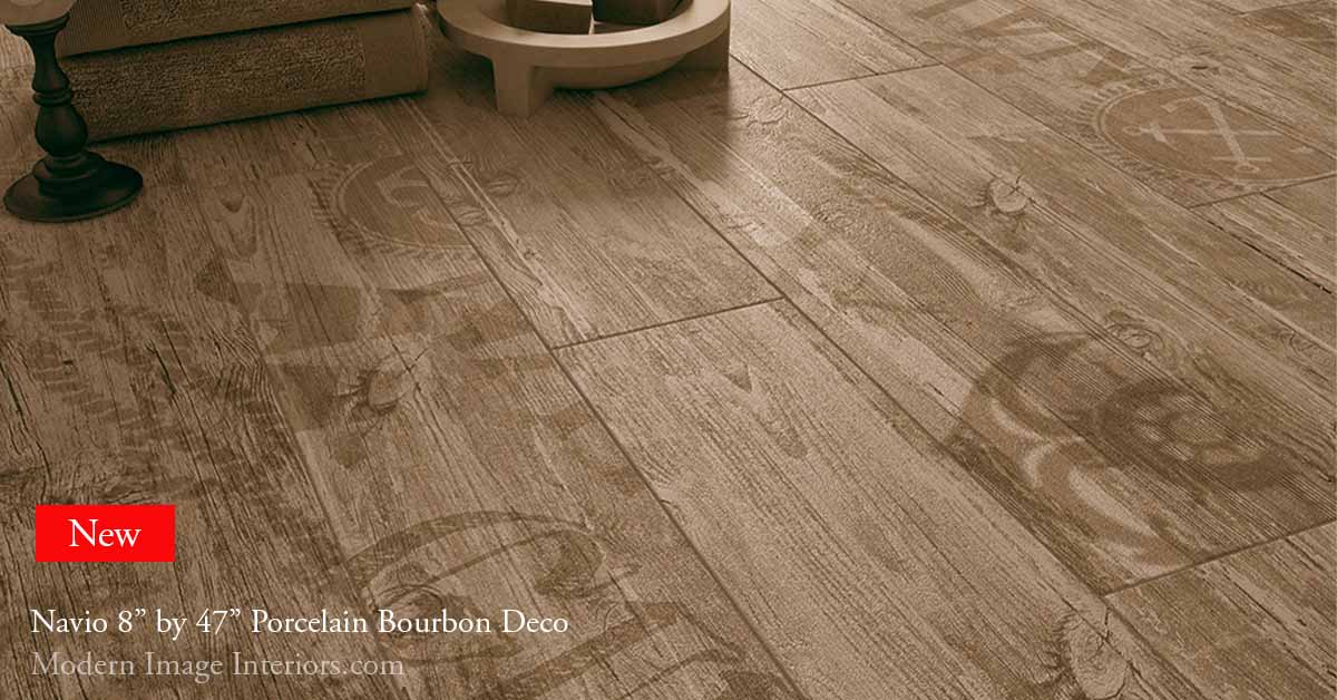 Navio Bourbon Deco 8 by 47 Tile in a Room Setting